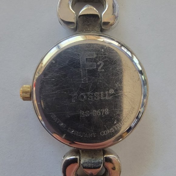 FOSSIL F2 ES-8678 Two-Tone White Face Watch 6.5" - Picture 4 of 6